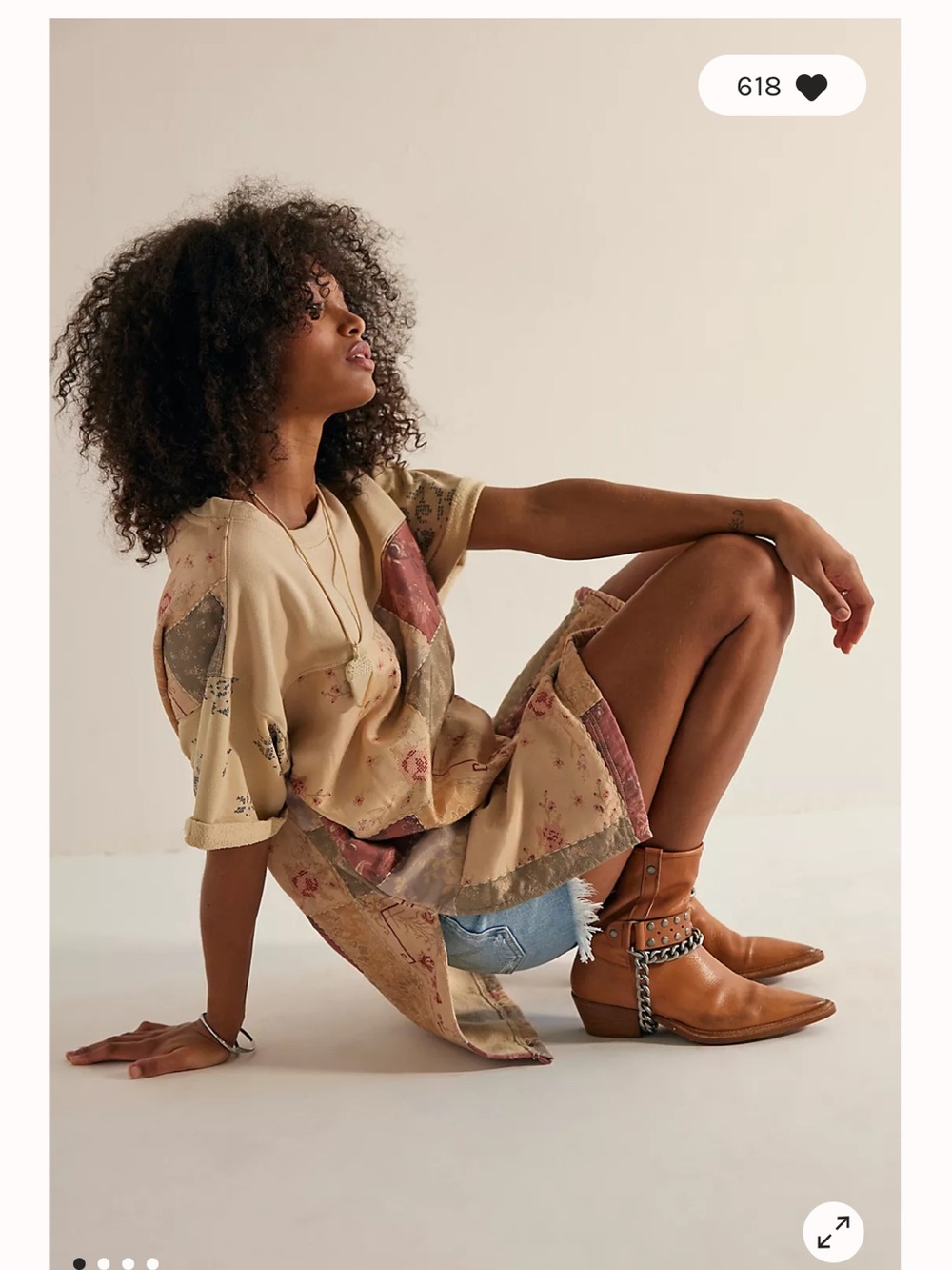 Free People Patchwork Floral Tunic Beige, Dusty Rose Lover Sweatshirt mini Dress